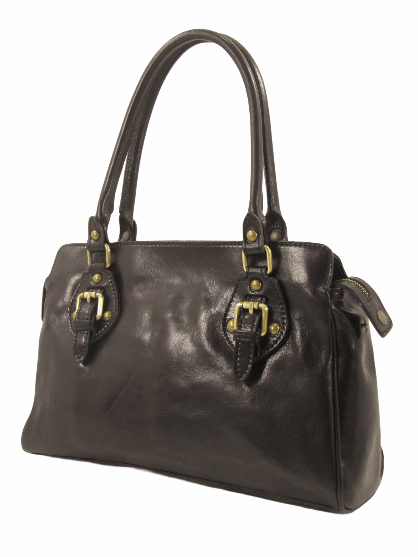 borsa tipo bauletto in cuoio made in italy nero