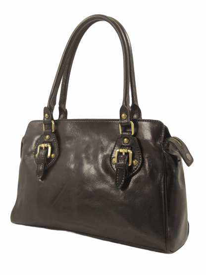 borsa tipo bauletto in cuoio made in italy nero