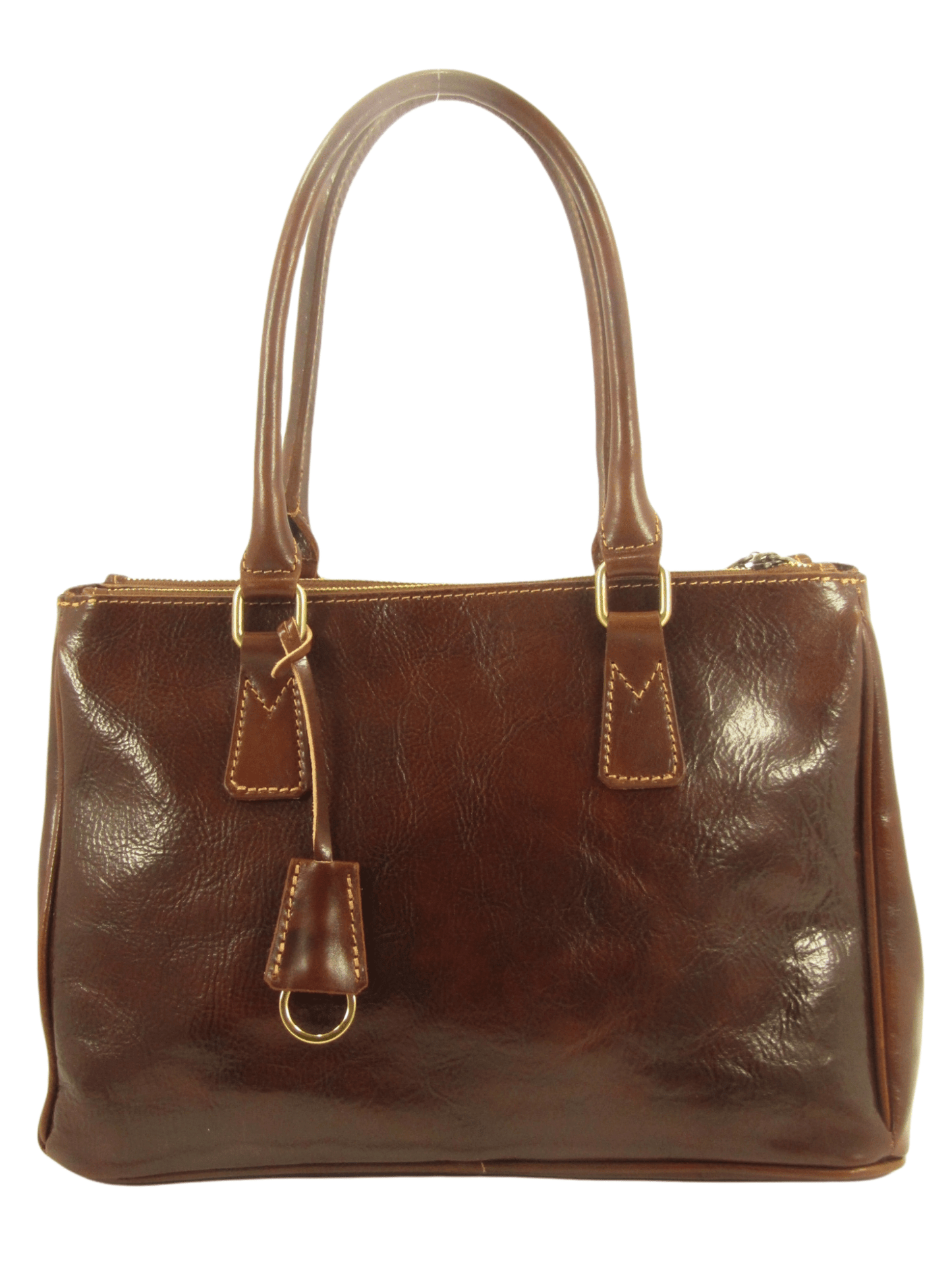 borsa cuoio tre scomparti marrone