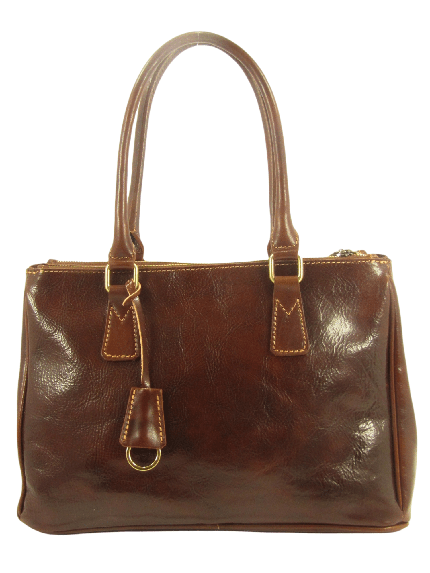 borsa cuoio tre scomparti marrone