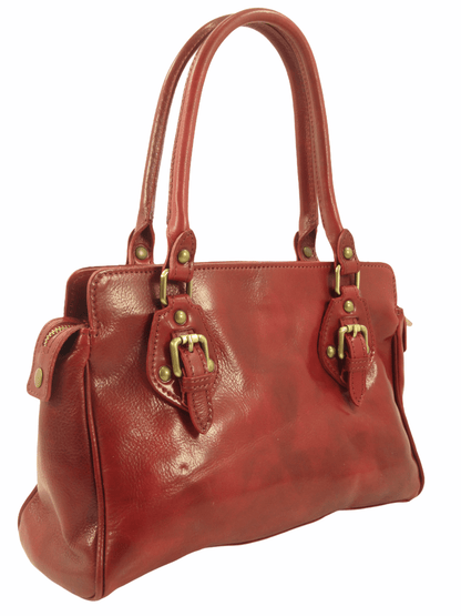mahzel-borsa tipo bauletto in cuoio conciato al vegetale made in italy rosso