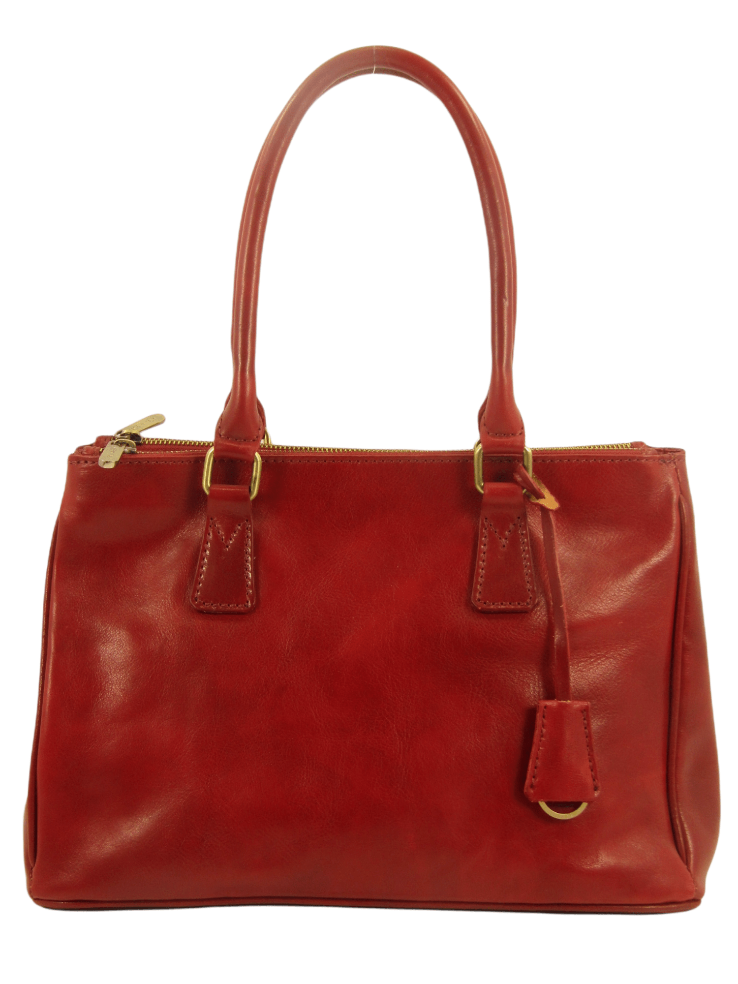 borsa cuoio rossa tre scomparti con tracolla removibile