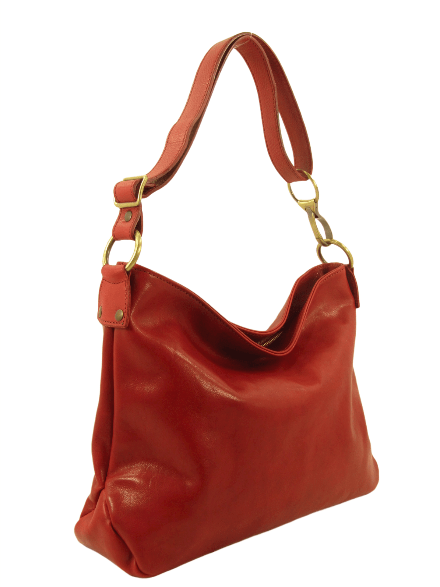 borsa in cuoio a spalla e tracolla rosso