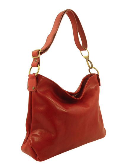 borsa in cuoio a spalla e tracolla rosso