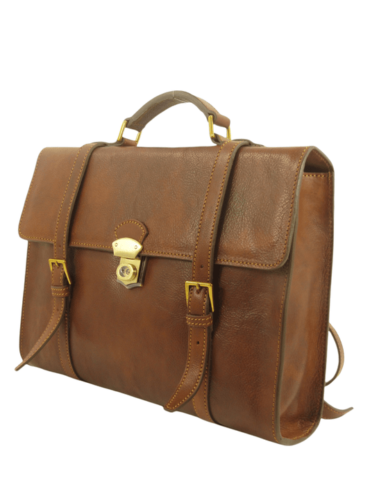 Cartella Zaino Messenger in Cuoio primo fiore conciato al vegetale - Mahzel