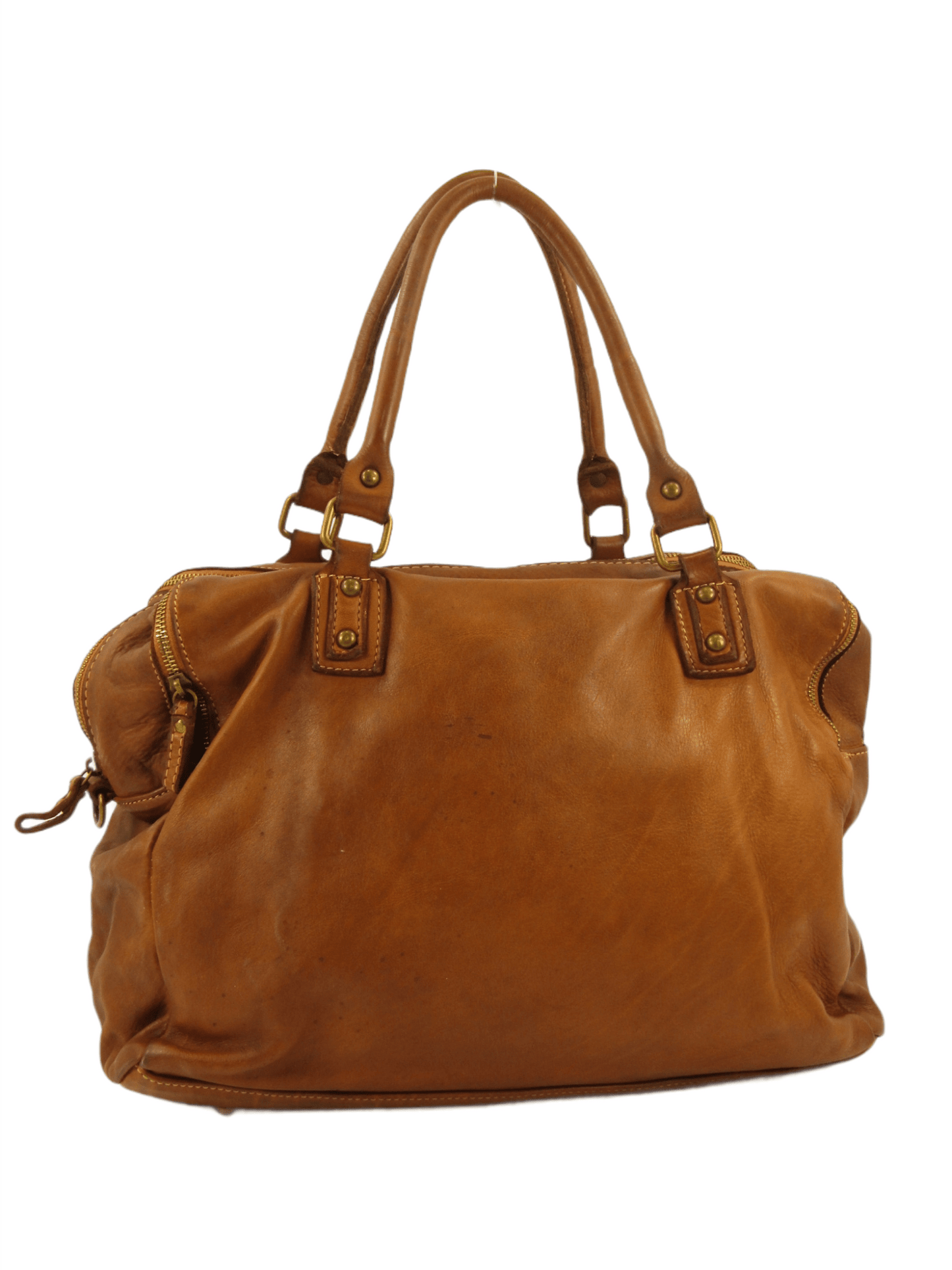 borsa grande tre zip in pelle morbida tinta in capo