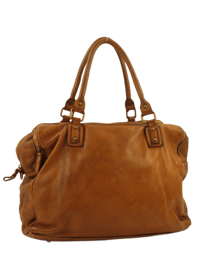 borsa grande tre zip in pelle morbida tinta in capo