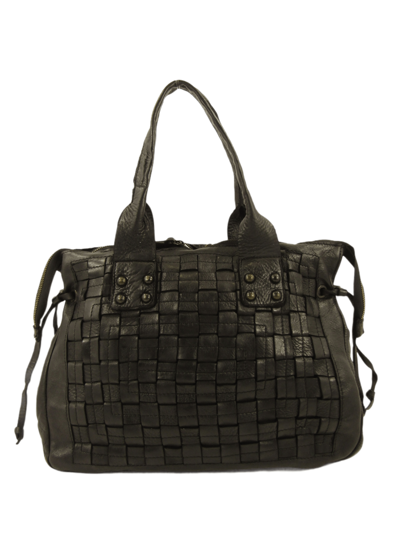 mahzel borsa tipo shopper in pelle tinta in capo colore nero