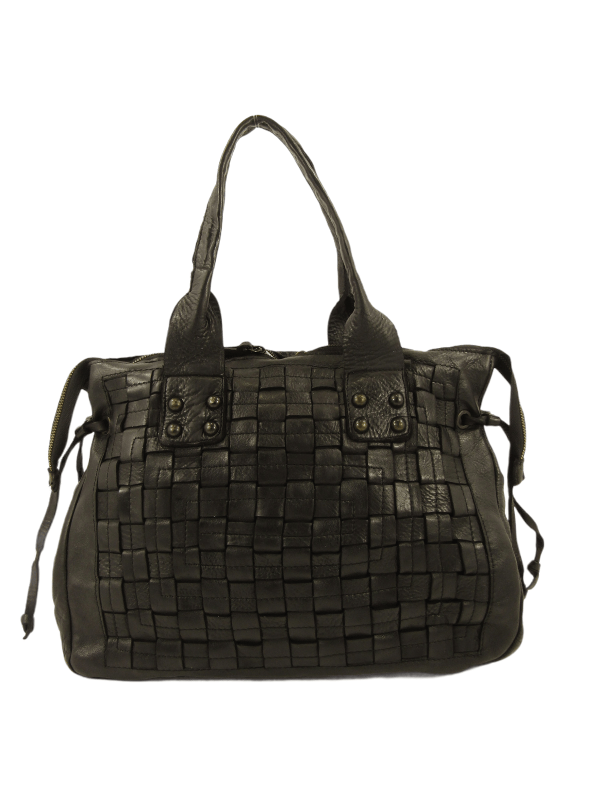 mahzel borsa tipo shopper in pelle tinta in capo colore nero