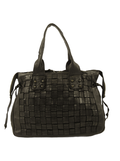 mahzel borsa tipo shopper in pelle tinta in capo colore nero