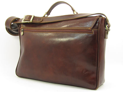 cartella e messenger  in cuoio pieno fiore conciato al vegetale Savona - Mahzel