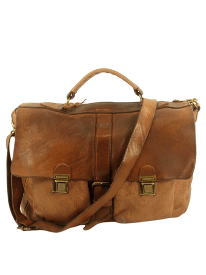 Cartella in Cuoio tinto in capo con tasche esterne officine Origi - Mahzel