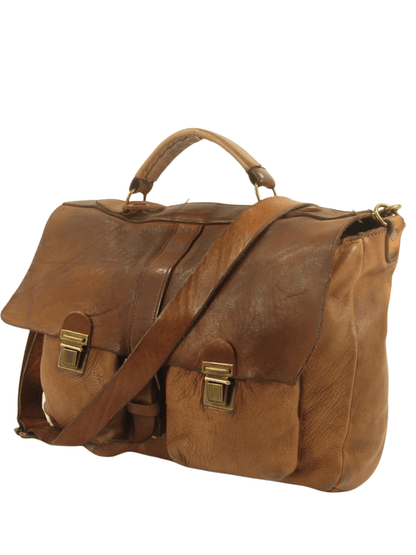 Cartella in Cuoio tinto in capo con tasche esterne officine Origi - Mahzel