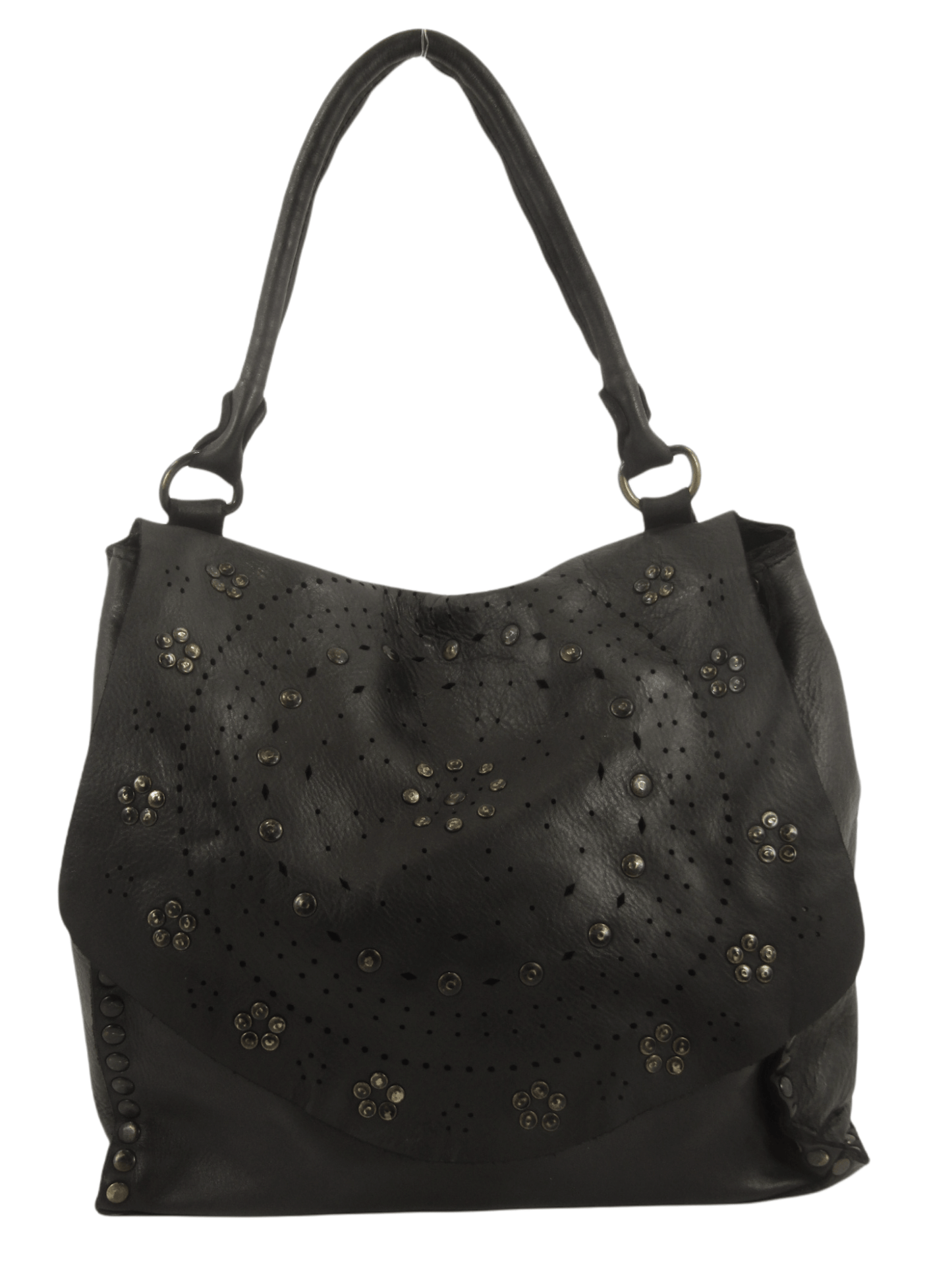 Borsa in pelle morbida decorata nero