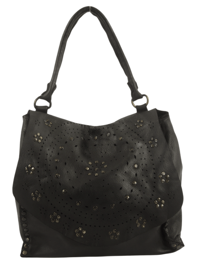 Borsa in pelle morbida decorata nero
