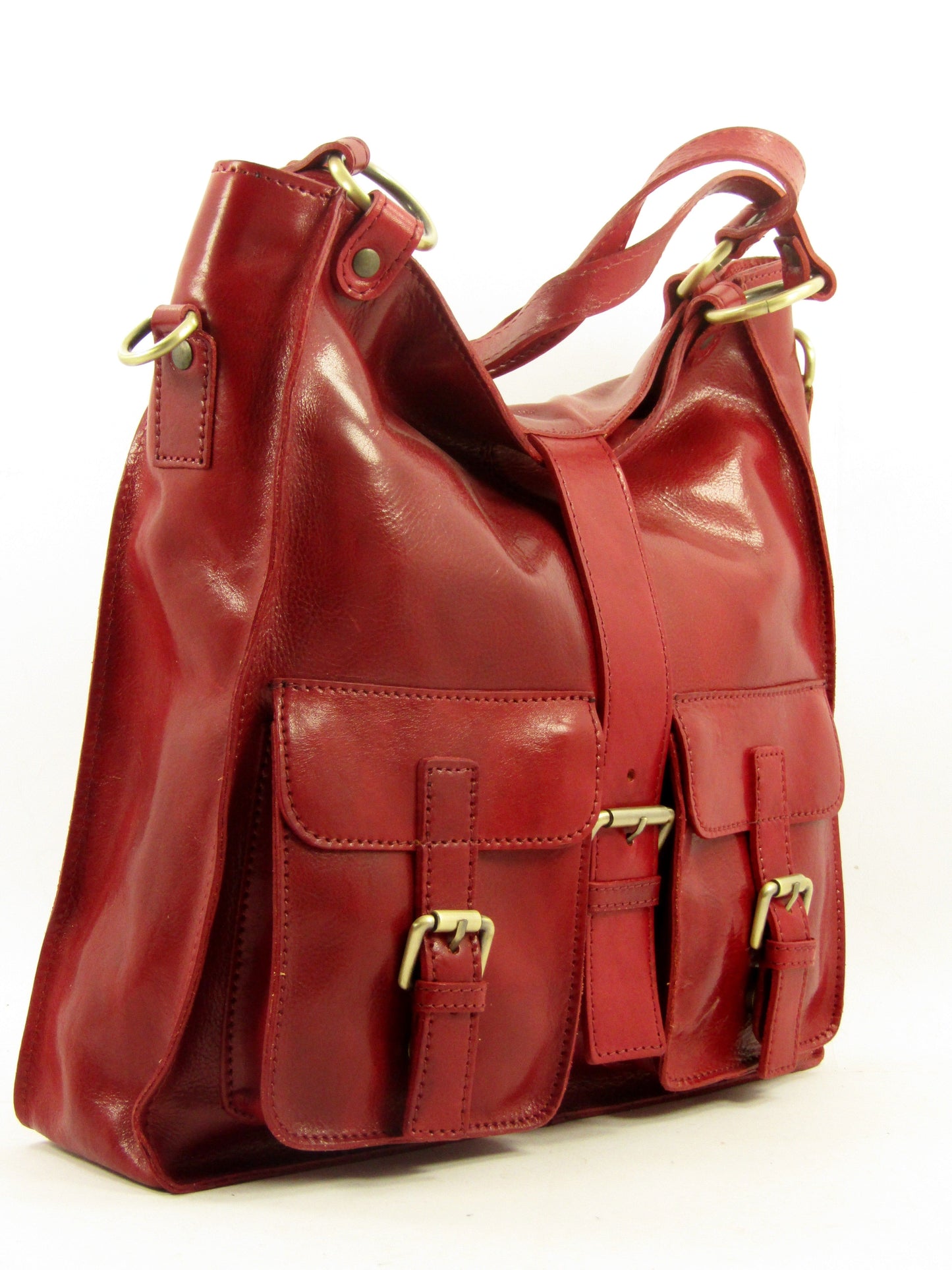 Shopper In Cuoio con tasche frontali-Mahzel