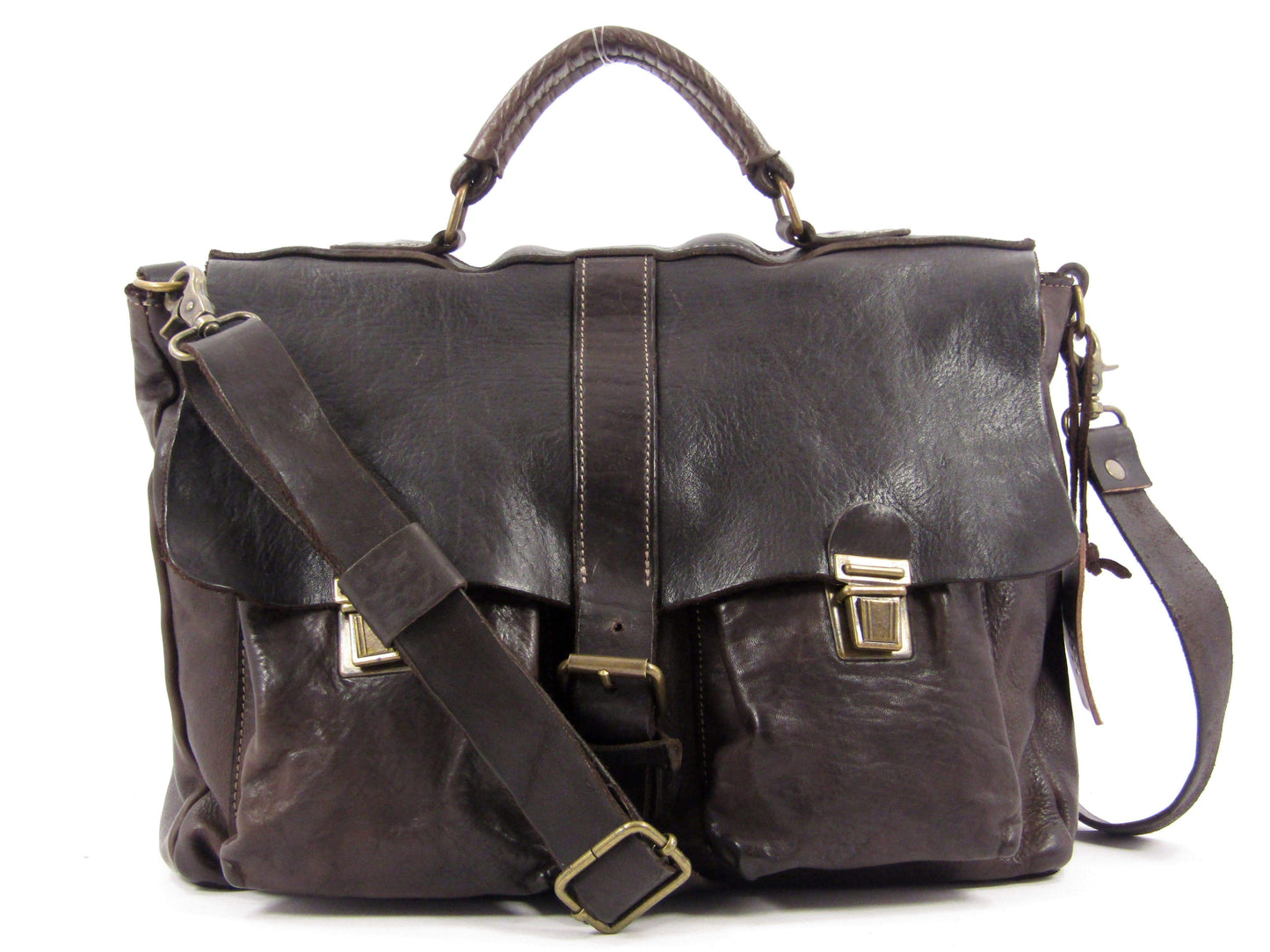 Cartella in Cuoio tinto in capo con tasche esterne officine Origi - Mahzel