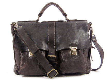 Cartella in Cuoio tinto in capo con tasche esterne officine Origi - Mahzel