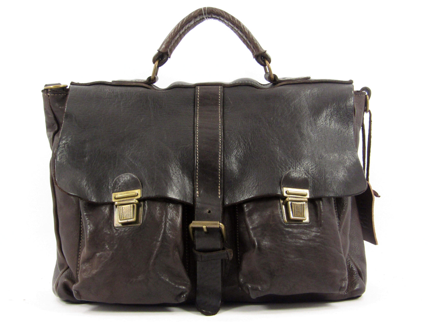 Cartella in Cuoio tinto in capo con tasche esterne officine Origi - Mahzel