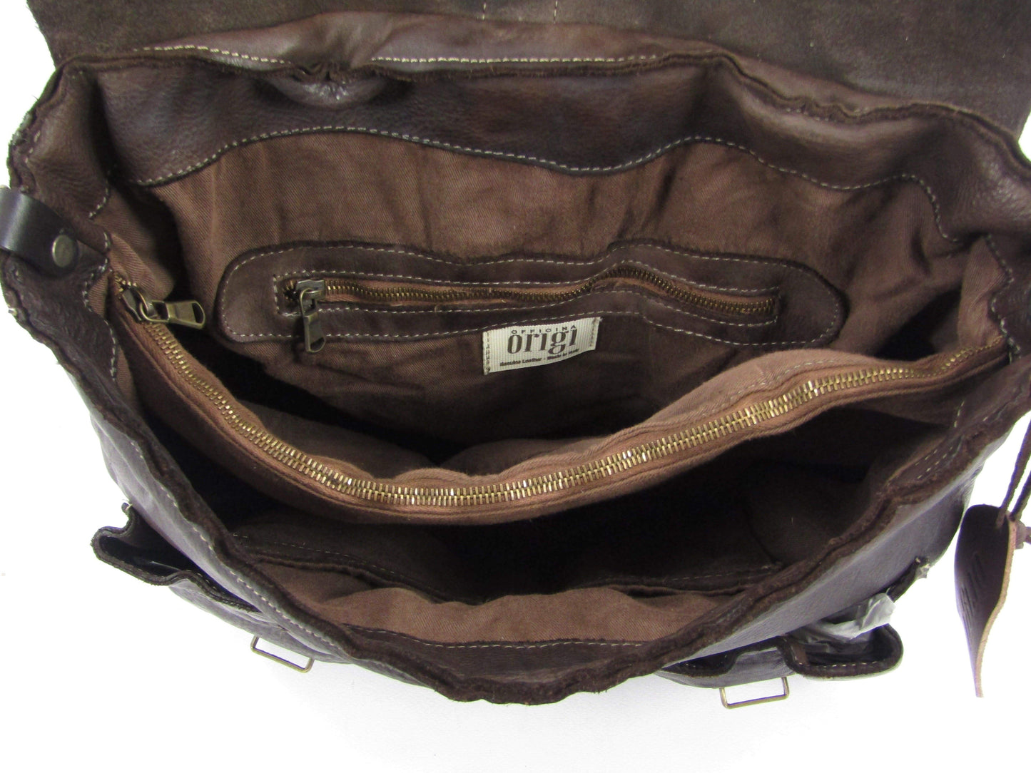 Cartella in Cuoio tinto in capo con tasche esterne officine Origi - Mahzel