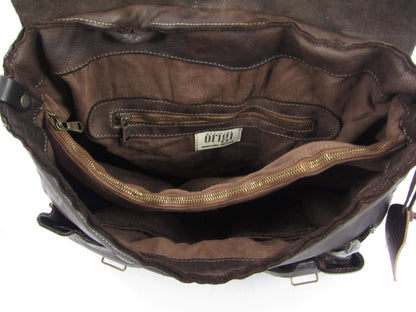 Cartella in Cuoio tinto in capo con tasche esterne officine Origi - Mahzel