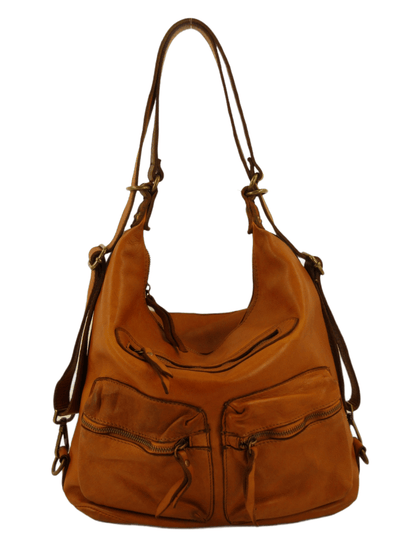Borsa a spalla e zaino con tasche esterne in pelle morbida - Mahzel