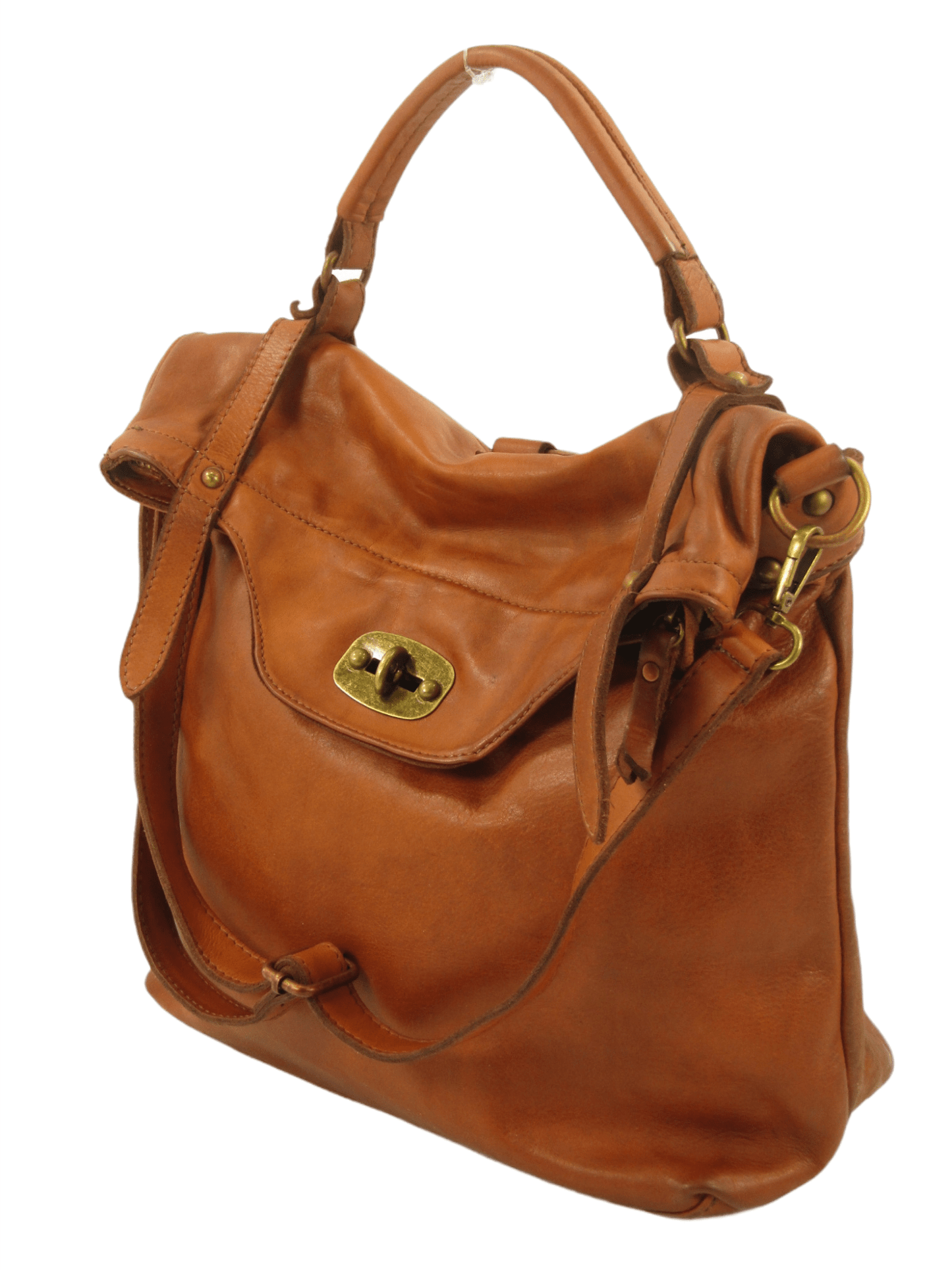 borsa e zaino in morbida pelle effetto vintage colore marrone