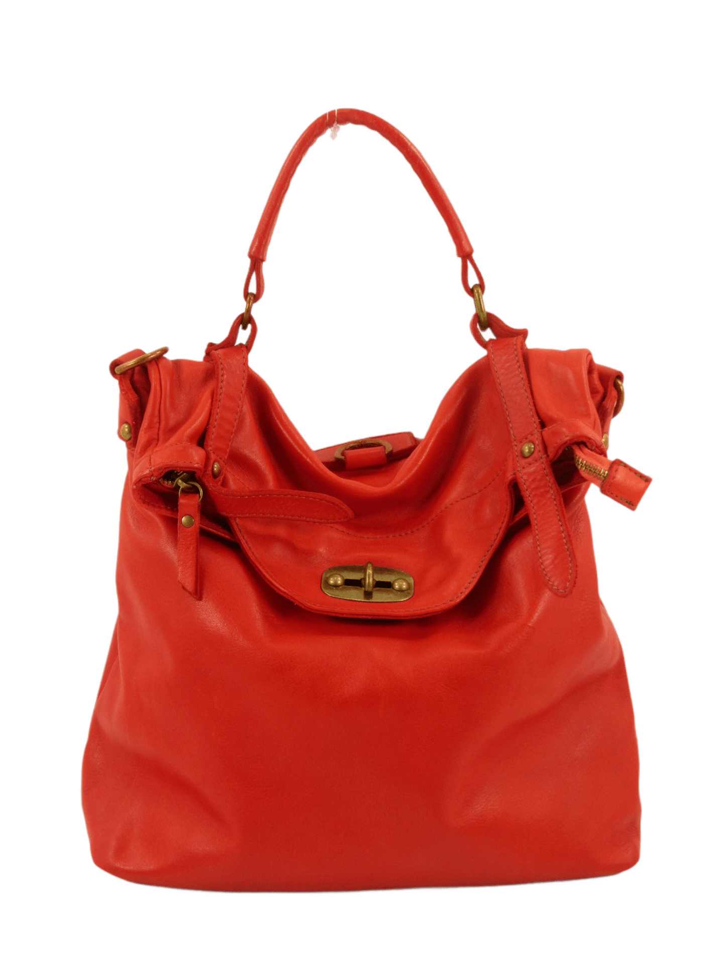 borsa multifunzione in vacchetta tinta in capo si porta a spalla,zaino,tracolla e amano, chiusura con zip, chiusura pattina con meccanismo ad incastro, interno rivestito ed accessoriato, costruita in maniera artigianale in toscana a Firenze con pellami di pregio colore rosso