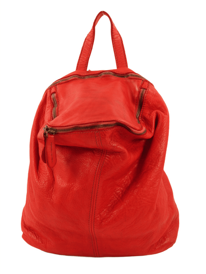 Zainetto donna in pelle morbida tinto in capo, chiusura con zip, colore rosso, morbido e comodo, made in italy